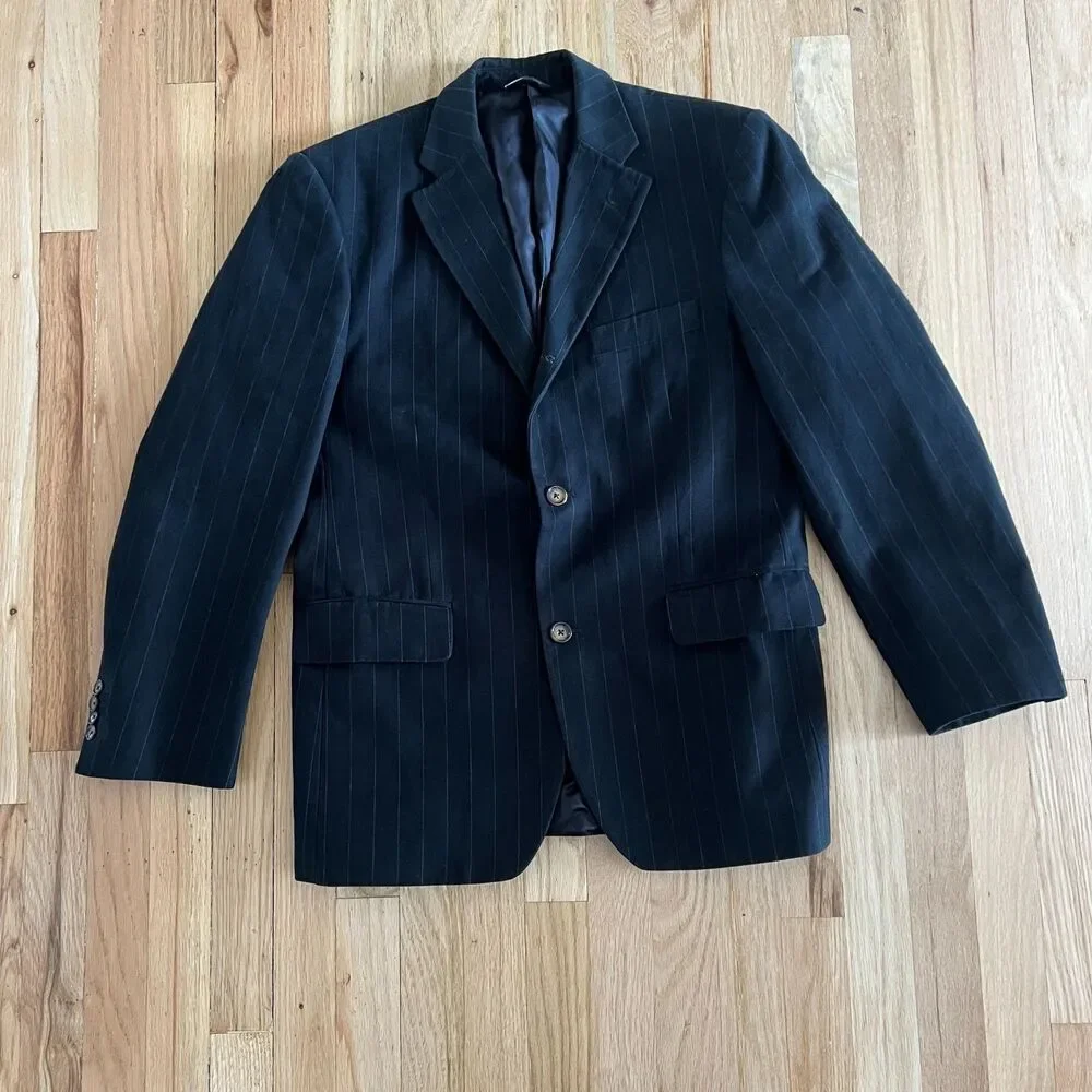 Banana Republic Cotton black pin striped  Blazer Jacket sports coat business 38S